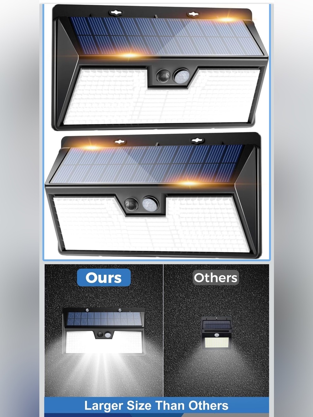 Solar-Powered LED Outdoor Motion Sensor Lights 2 Pack Black